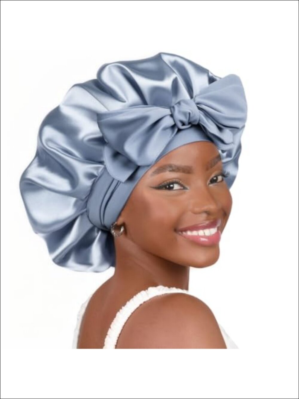 Adjustable Satin Silk Bonnet Sleep Cap Double Layer Frizz Prevention
